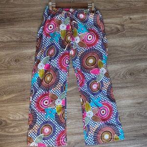 Vibrant Multicolor Floral Circle Print Pants Size: 2